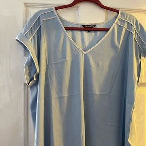 Light blue with white details, cap sleeved express blouse